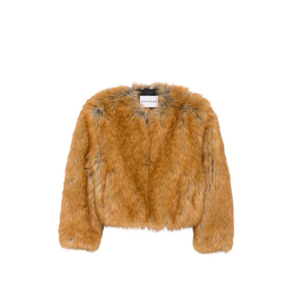 Stand Brown Jackets - Faux Fur & Shearling Jackets Women